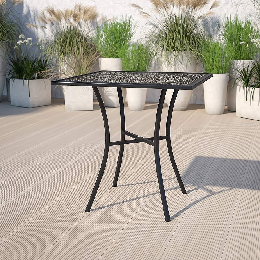 THE CAFE TABLE Black Steel 4pin φ100 Amazon.com : Flash Furniture Oia 28